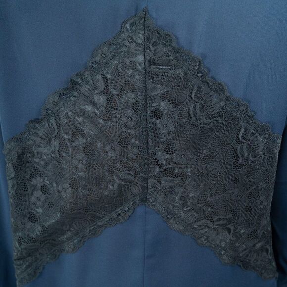 LOFT Forever Navy Black Lace Paneled Blouse - Picture 7 of 11